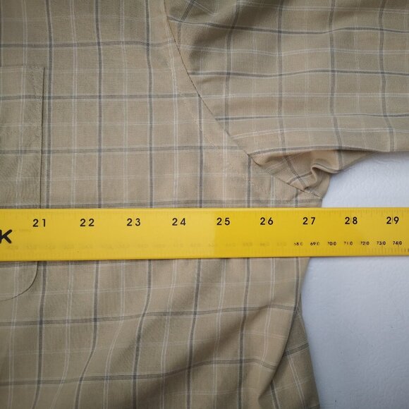 NWT Arrow Men's Size XXL Tan, White, & Grey Plaid Wrinkle Free Shirt - Picture 9 of 11